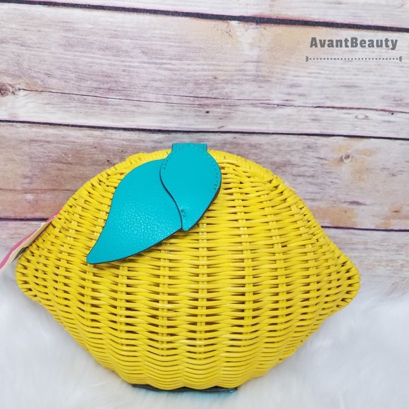 Kate Spade Lemon Zest Wicker Crossbody Yellow New - Picture 5 of 12